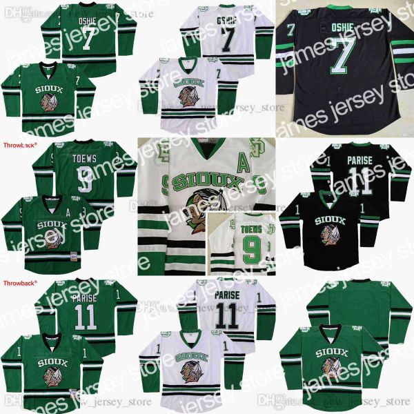 

hockey jerseys north dakota fighting sioux college ice hockey jerseys mens stitched 9 jonathan toews 11 zach parise 7 t.j. oshie university, Black;red