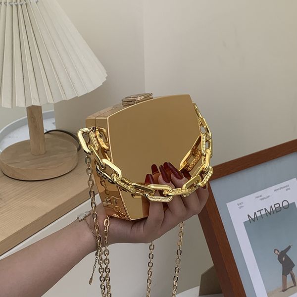 

evening bags trend designer clutch bag gold silver pvc box design party chain shoulder crossbody mini purses and handbags 221205