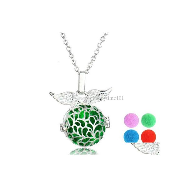 

pendant necklaces angels wings aromatherapy essential oil diffuser necklace locket per cage necklaces pendants drop delivery jewelry dhs5i, Silver