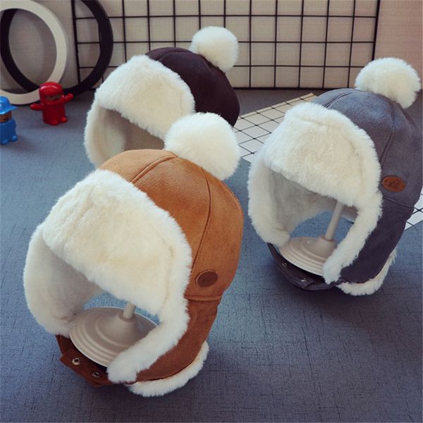 

caps hats cute baby winter hat infant pilot toddlers cool boys girls children warm kids knitted for 0 48 month 221205, Yellow