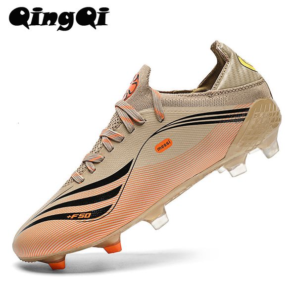 

safety shoes qq-2050 mens soccer ultralight non-slip turf cleats tf/fg training football sneakers chuteira campo 221205, Black;brown