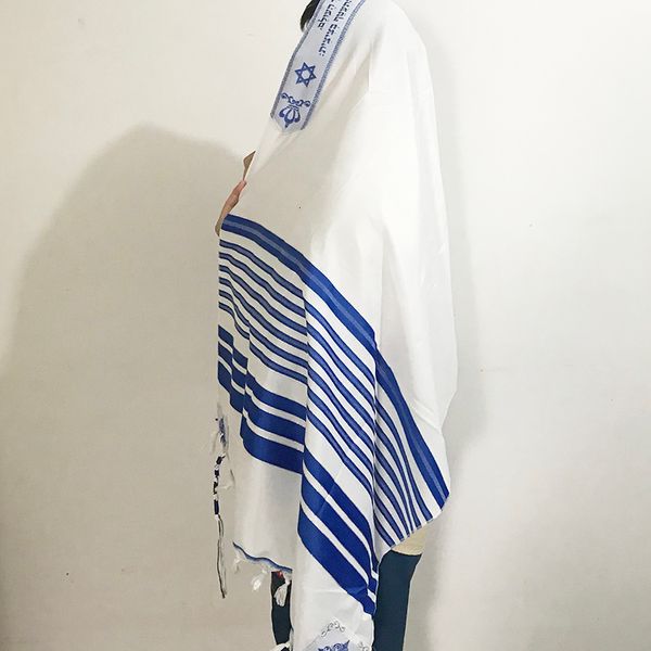 

scarves judaica tallit prayer shawl with matching pvc cover with bracha on neckband 221205, Blue;gray