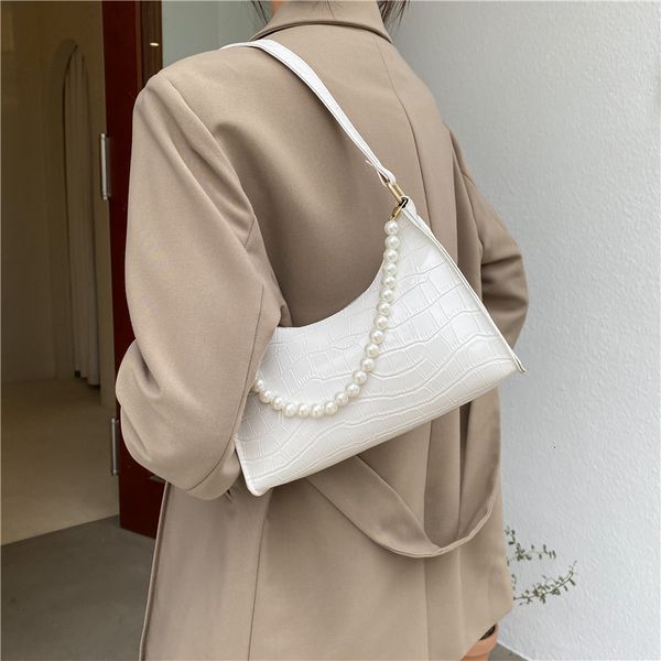 

evening bags armpit women retro handbag pu leather underarm shoulder fashion pearl handle female small subaxillary clutch 221205