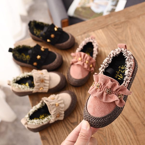 

sneakers spring ruffles kids shoes for girl casual slip on toddler s star flat heel designer d12172 221205, Black;red