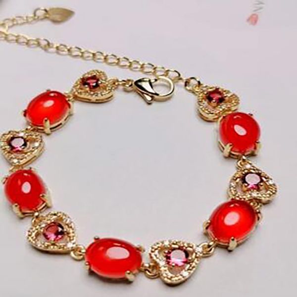 

fashion jewelry women genuine jade red chalcedony bracelets, Golden;silver
