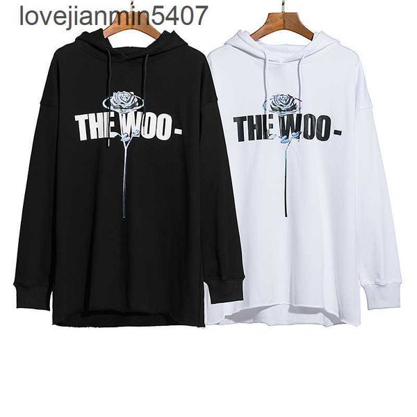 

50% discount in stores men's hoodie autumn winter new fashion rose letter printed hoodie et, Black