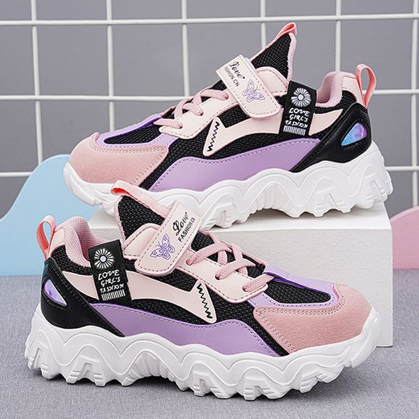 

sneakers girls fashion pu leather kids platform shoes  to12 years designer running sports tennis for 221205, Black;red