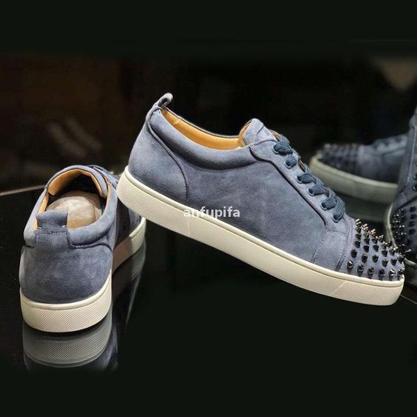 

red bottomed christians junior spikes mens casual shoes reglisse orlato flat low red oeillet denim leather fashion women sports sn tju, Black