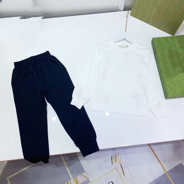 

kids hoodie set boys and girls sweater fashion classic style 2-12 years new winter villus sports suit baby infant long sleeve clothes 37tw#, White