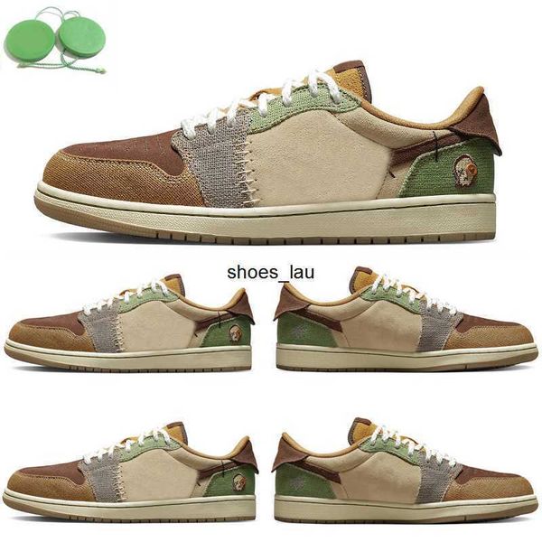 

zion williamson x voodoo mens basketball shoes 1 1s low sneaker dz7292-200 flax muslin fauna brown green sesame moon fossil men women