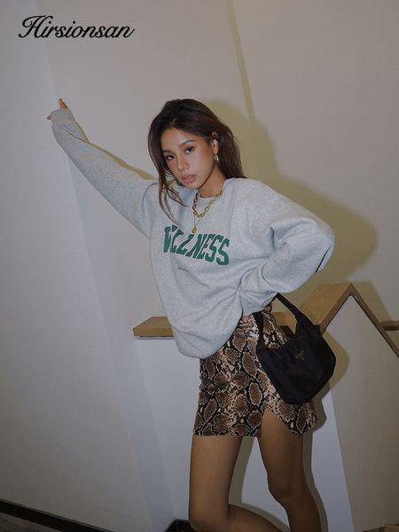 

women's hoodies sweatshirts hirsionsan letter print women sweatshirt warm full sleeve ladies streetwear winter pullovers loose clothes, Black