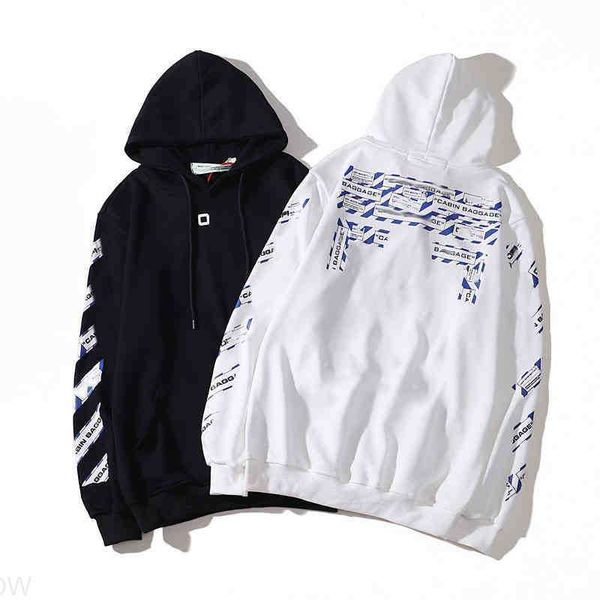 

fashion classic offs mens hoodies loose sweatshirts zipper hoodie cotton pullover long sleeved back oil paint arrow x men women hooded muqd, Black
