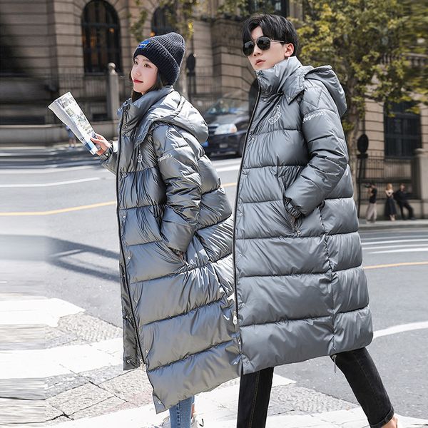 

women's down parkas dimi leisure cottonpadded clothes off the knee jacket long coat couple han edition with thick loose 221205, Black