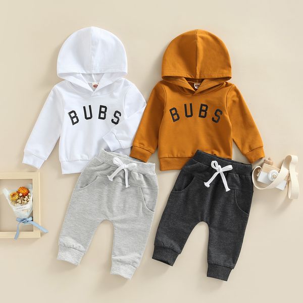 

clothing sets citgeett autumn toddler born baby girls boys outfits letter print long sleeve hooded pullover elastic pockets trousers 221203, White