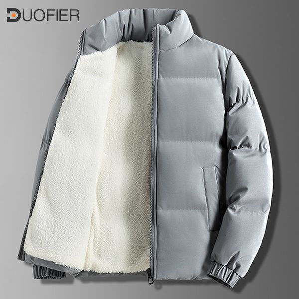 

mens down parkas men fleece lined jackets puffer thicken warm cotton padded autumn winter stand collar casual coats plus size 221205, Black