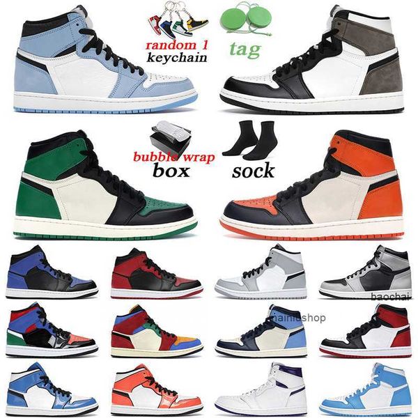 

2023 shoes with box original basketball shoes jumpman 1 1s high og pine green university blue dark mocha hyper royal mid purple pulse o air, Black