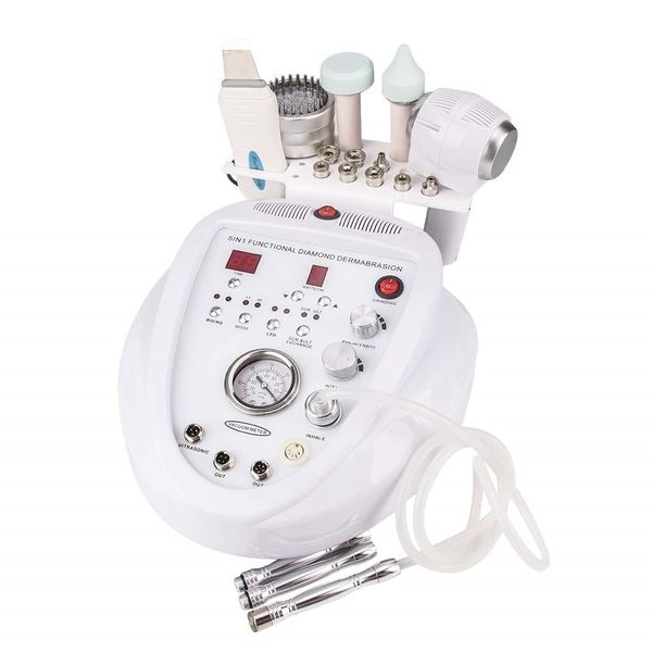 

multi-functional beauty equipment 5 in1 diamond microdermabrasion dermabrasion peel peeling machine pn skin scrubber ultrasound facial machi, Black;white