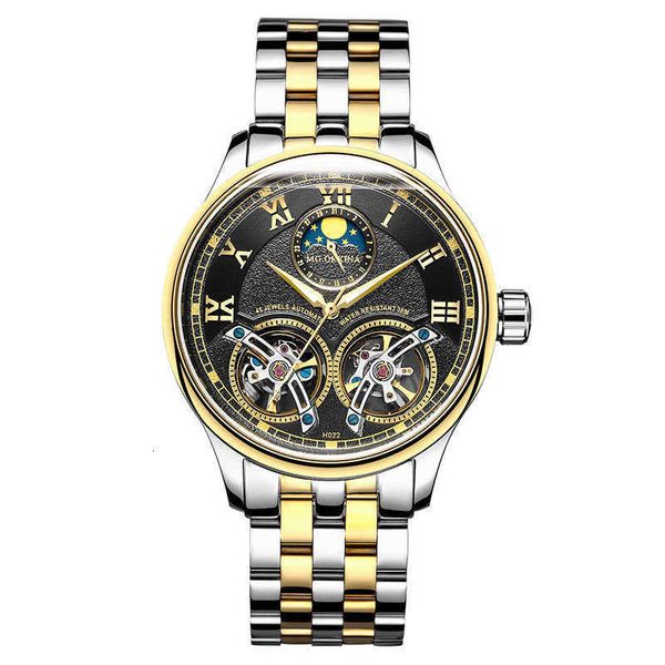 

watch wrist ouyina double flywheels men's fashion multifunctional automatic mechanical watch online red, Slivery;brown