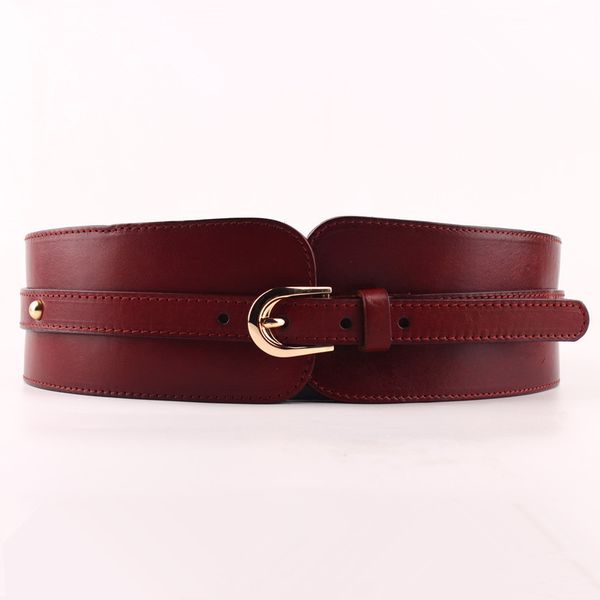 

belts 100 cowskin wide belt for women ceinture femme elastic waistband female vintage genuine leather belt buckles 221205, Black;brown