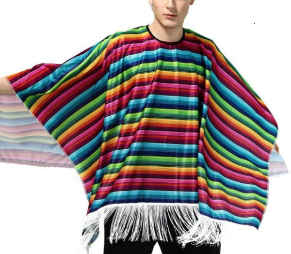 

scarves rainbow colorful stripted halloween cosplay costumes kids mexican cloak clothes hawaii clothing performance amparty 221205, Blue;gray