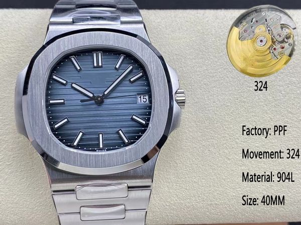 

ppf factory makes 5711 series men's mechanical watch 324 automatic movement sapphire glass 904 stainless steel 8.7mm ultra-thin movemen, Slivery;brown