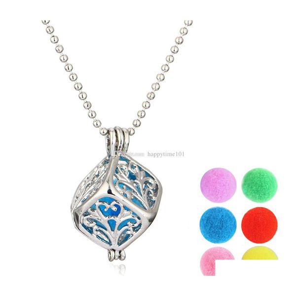 

pendant necklaces jewelry square hollow out geometric pattern fragrance essential oil aromatherapy diffuser locket necklace pendant dhtvb, Silver