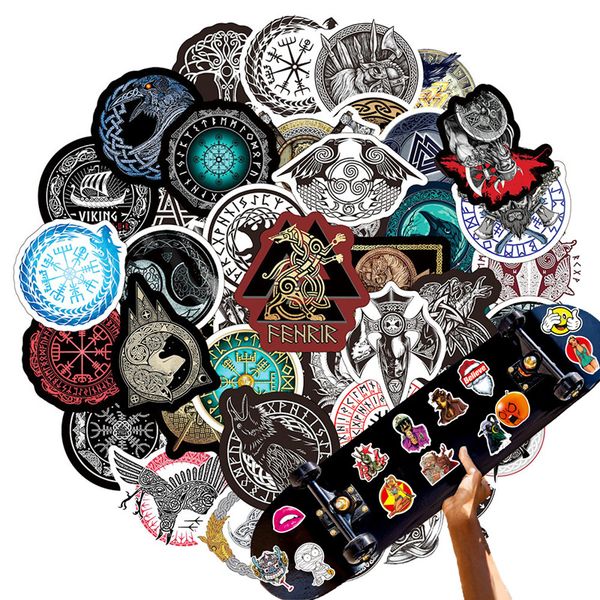 

50pcs viking age sticker totem vinyl stickers pack for water bottle lapskateboard motorcycle waterproof decals keluo