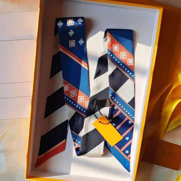 

designer silk scarf spring 2022 fashion accessory double printed korean thin 6x120cm, Blue;gray