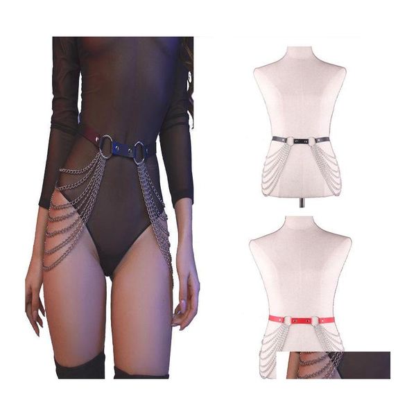 

belly chains and versatile pu belt strap punk style exaggerated mtilayer chain tassel waist ornament 2742 t2 drop delivery jewel dh5rc, Silver