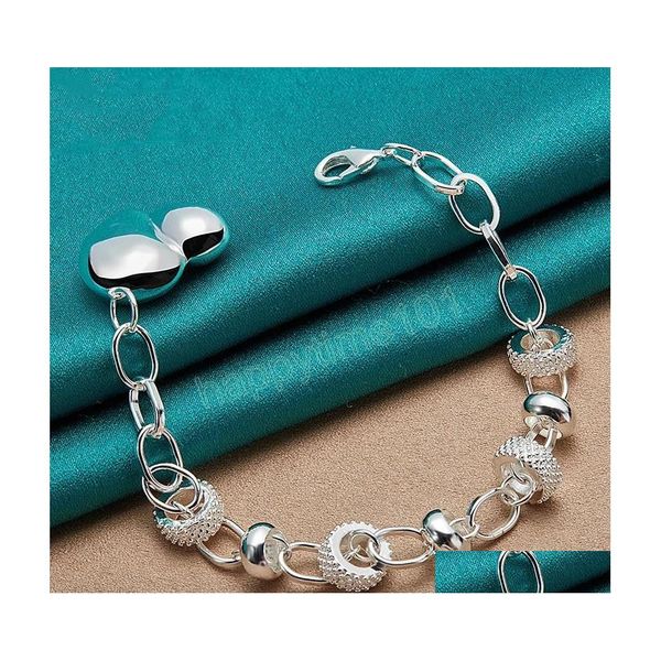 

chain 925 sterling sier heart love chain bracelet for women wedding engagement party fashion jewelry drop delivery bracelets dhufp, Black