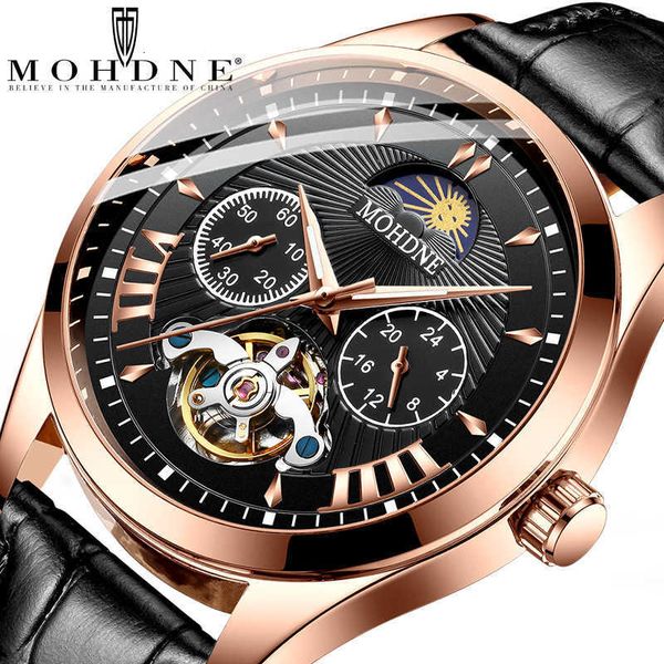 

watch wrist motun fashion hollow flywheel full-automatic men's mechanical waterproof fine steel brand new, Slivery;brown