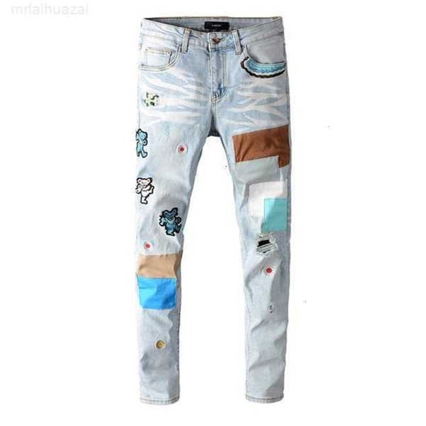 

men's jeans 20ss mens designer distressed ripped biker slim fit motorcycle denim for men s fashion jean mans pants pour hommes #649s54t, Blue