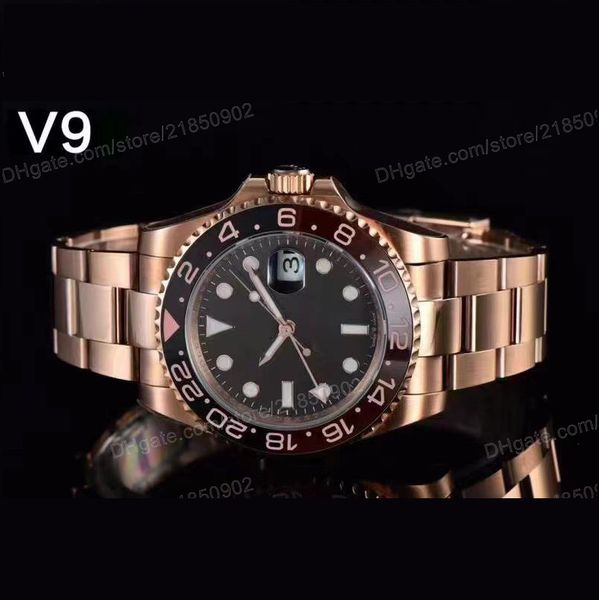 

lady watch men ice out watchs swiss automatic mechanical wristwatch safe box gmt ii 904l oyster bracelet arabic dial pepsi bezel role bang j, Slivery;brown