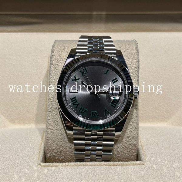 

2022 new mens watch 41mm black roman dial datejust ref.126334 fine steel jubilee strap automatic movement stainless steel mechanical luminou, Slivery;brown