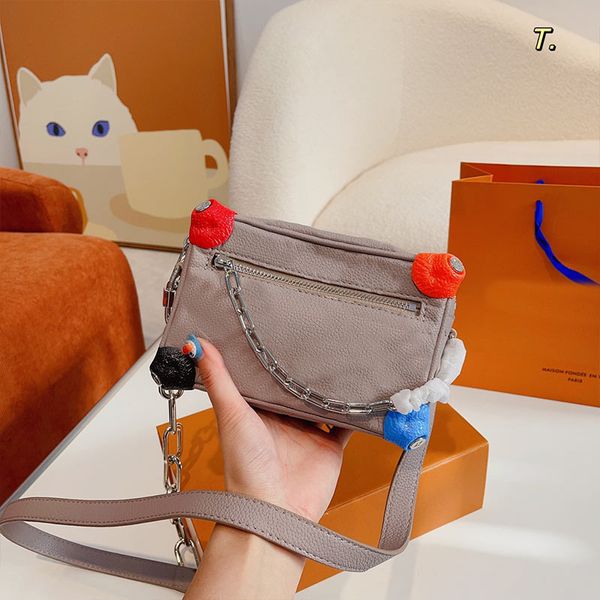 

women soft trunk crossbody box bag chain handbags purse genuine leather zipper closure fashion letters silver hardware women shoulder bags n