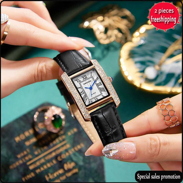 

luxury design watches tiktok brand live new korean style square water seaman waterproof, Slivery;golden