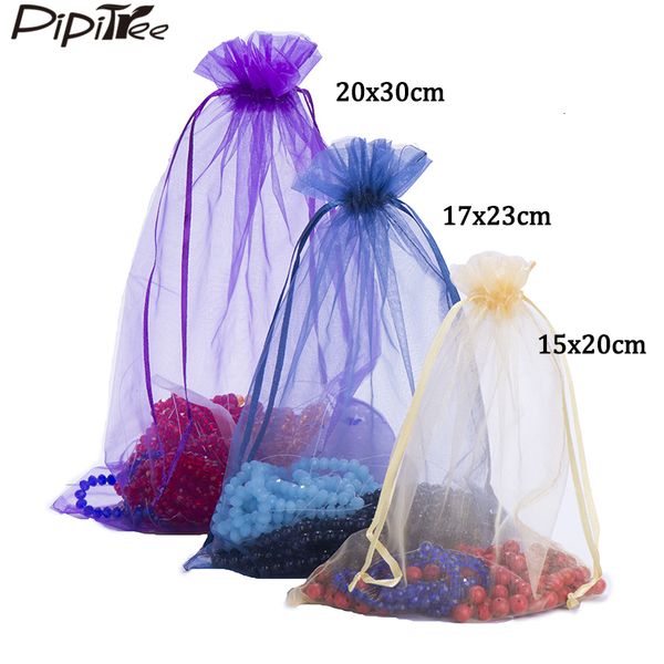 

jewelry stand 100pcs 15x20 17x23 20x30 30x40cm big size organza bags wedding christmas gift bag packaging display pouches 221205, Black