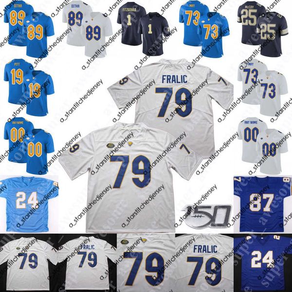

american college football wear pittsburgh panthers jersey isaac bennett raymond kirkley joe schmidt darrelle revis russ grimm bill fralic ji, Black