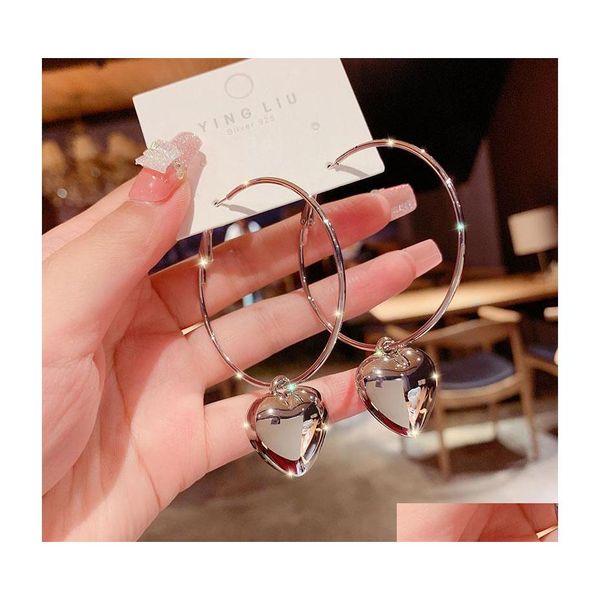 

dangle chandelier simple heart dangle earrings for women gold color personality stud girl korean fashion jewelry birthday gifts 38 dhyqn, Silver