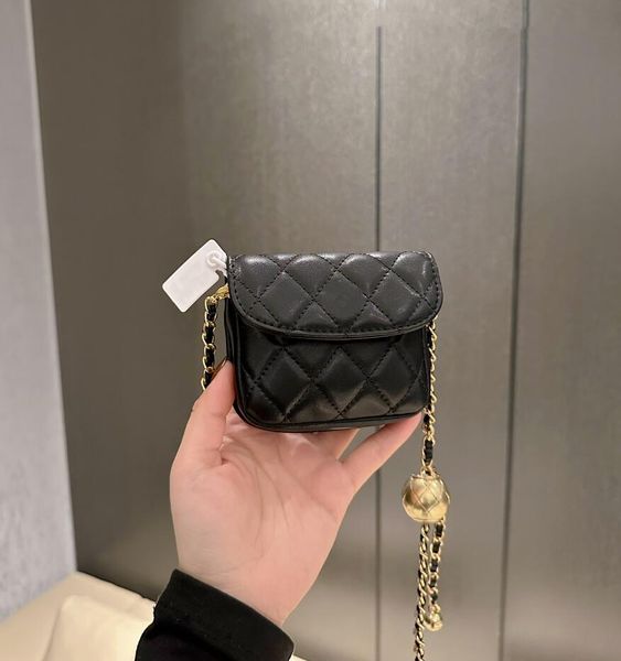 

designer coin purses womens mini chain shoulder bags leisure flip rhombus leather wallet women fashion metallic ball chains cross body chang, Red;black