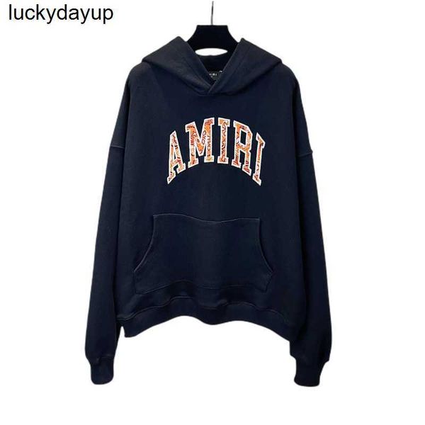 

men's hoodies designer sweatshirts winter new fashion amirs letter cashew flower embroidery men's women's pullover streetwear, Black