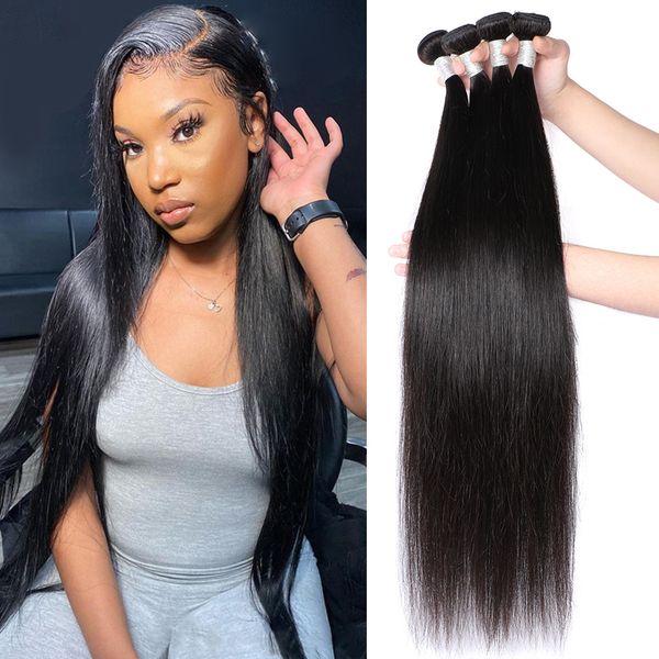 

wholesale 8a brazilian virgin human hair straight hair 30inch weave bundles, Black