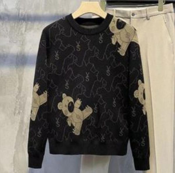 

mens sweaters new fashion high end designer brand knit black wool pullover sweater crew neck casual jumper mens clothes, White;black