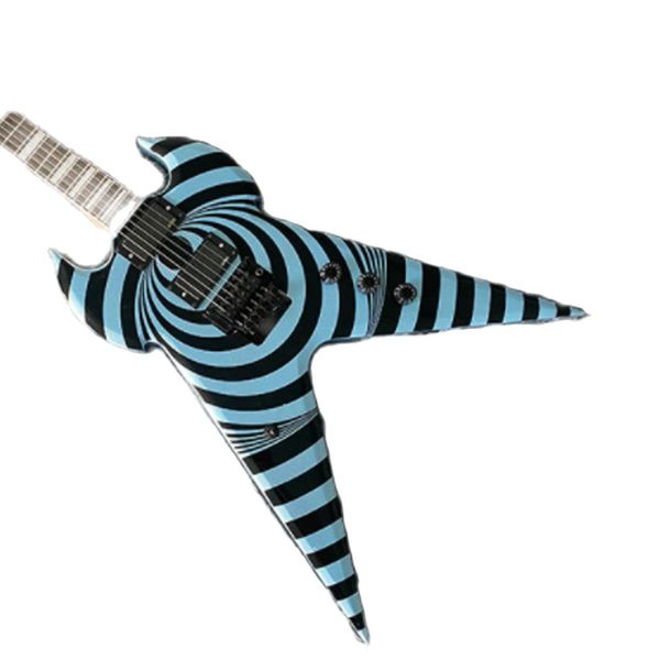 

lvychinese electric guitar flying v style metallic blue colo black cicle m maple neck