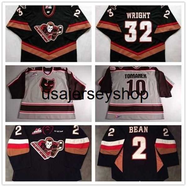 

hockey jersey customize mens womens kids whl hitmen 10 tomanek 32 wright 2 jake bean 100% embroidered s ice jers, Black