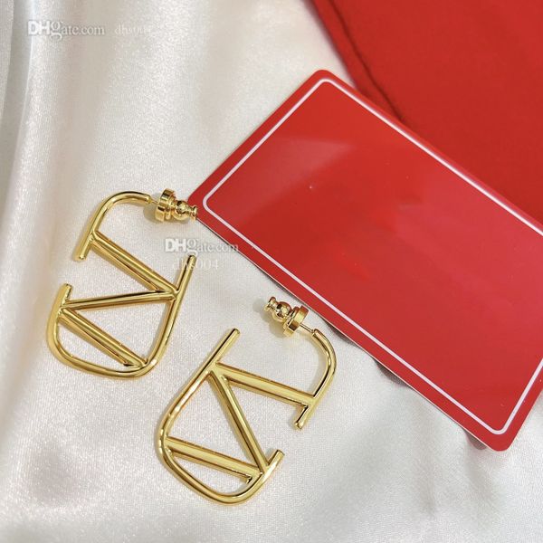 

designer earring letter v logo stud earing luxury women fashion hoop jewelry metal valentinoity earring, Golden;silver