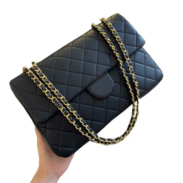 

cc bag wallets 32cm black womens flap bag premium lambskin quilted plaid designer luxury metal hardware chain shoulder crossbody large capac, Red;black