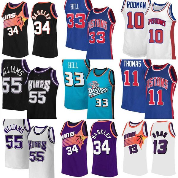 

retro mesh grant 33 hill dennis 10 rodman jersey isiah 11 thomas steve 13 nash barkley jason 55 williams jerseys, Black;red