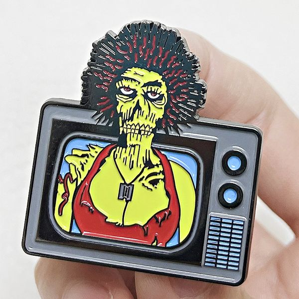 

1980s horror zombie movie brooch pin japanese anime cartoon metal badge, Blue