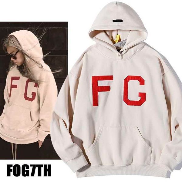 

hip hop sweatshirts designer hoodies correct version fear god double track fugui brand high street loose hooded sweater men women, Black